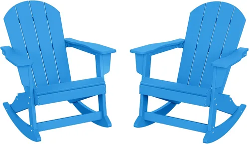 Miniatura 41 de HDPE Laguna Silla mecedora Adirondack de polietileno para exteriores (juego de 2), color negro