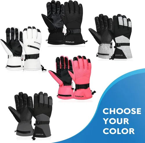 Miniatura 2 de Guantes de nieve de esquí de invierno para hombres y mujeres, impermeables, resistentes al viento, para pantalla táctil, guantes de snowboard