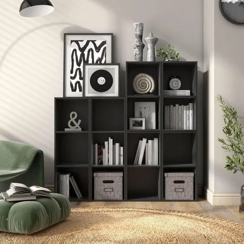 Miniatura 2 de Homes: Inside + Out Apexa - Estantería organizadora de almacenamiento de 2 cubos, estantería apilable de madera para cubos para organización
