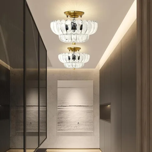 Miniatura 5 de Luces de techo semiempotradas, luz de vidrio blanco, base dorada, lámpara moderna para pasillo, sala de estar, cocina, dormitorio, 3 bombillas