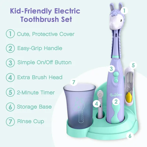 Miniatura 3 de Brusheez Juego de Cepillo de Dientes Eléctrico para Niños - Seguro y Eficaz para Edades de 3+ - Probado y Aprobado por Padres con Cerdas Suaves, 2