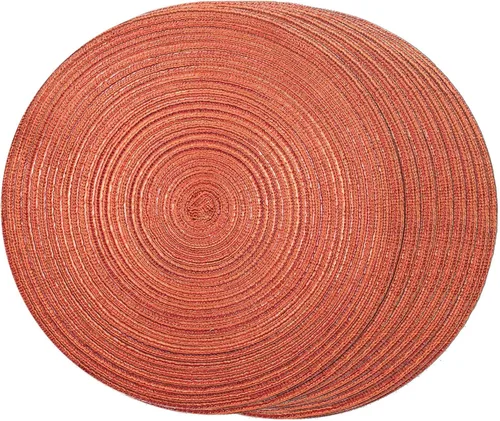 Miniatura 28 de FunWheat Juego de 4 manteles individuales redondos trenzados para mesas de comedor, manteles tejidos resistentes al calor, 15 pulgadas