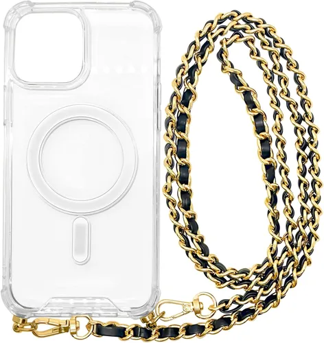 Miniatura 8 de Aporia - Funda transparente compatible con MagSafe iPhone 16 Plus con gancho integrado y cadena de correa de hombro cruzada Carga inalámbrica