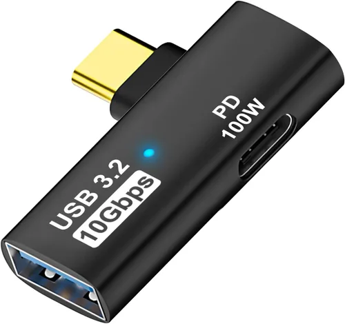 AreMe Adaptador USB C a USB 3.2 2 en 1 con puerto de carga de 100 W, convertidor Thunderbolt 4/3 OTG para Rog Ally, Steam Deck, Quest 2, iPhone 15