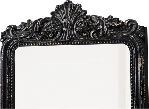 Miniatura 6 de Espejo vintage negro para tocador de 24 x 36 pulgadas, para colgar en la pared, espejos góticos de madera envejecida con detalles de cuentas, espejo