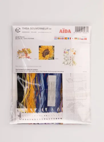 Miniatura 4 de Thea Gouverneur - Kit de punto de cruz, diseño de Pensamientos, color negro, 18 unidades, 13.4 x 13.4 in, kit de manualidades para adultos, kit