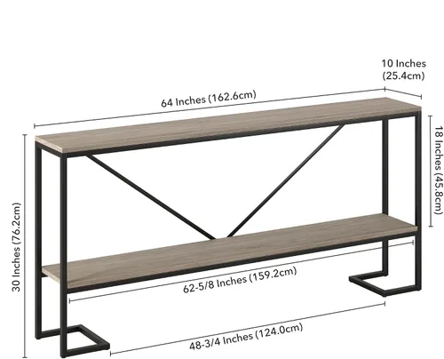 Miniatura 3 de Phoebe - Mesa consola rectangular de 64 pulgadas de ancho en bronce ennegrecido/roble gris envejecido