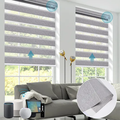 Miniatura 20 de SmartWings Persianas motorizadas de cebra con cenefa funcionan con Homekit Thread Alexa Z-Wave Smart de doble capa con control remoto, persiana