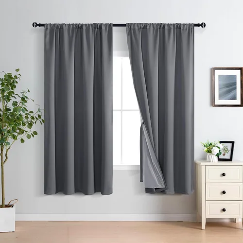 Miniatura 9 de XWZO Cortinas Opacas 100% Blancas - Cortinas de Bloqueo Total de Calor y Luz con Forro Negro para Dormitorio/Cuarto de Lavado, Paneles de Ventana