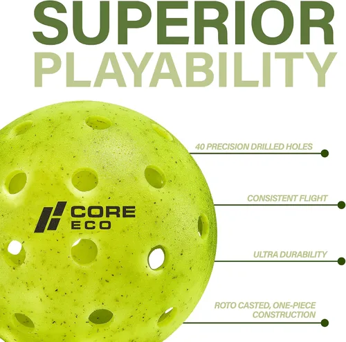 Miniatura 4 de CORE Pickleball -ECO Ball Pelotas de pickleball para exteriores - Copa del Mundo de Pickleball oficial y aprobadas por el torneo USAPA
