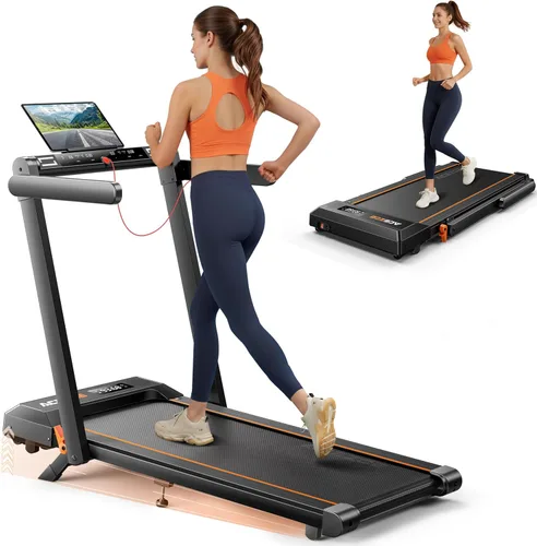 Acezoe Foldable Treadmill with 10% Incline and Handle Bar, 4 in 1 Foldabla Treadmills for Home, Under Desk Treadmill with 300LBS Capacity, Walking