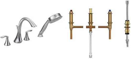 Miniatura 9 de Moen T944 Eva llave para tubo romano de arco alto y dos mangos, T944BN Níquel cepillado