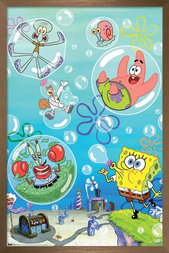 Miniatura 12 de Trends International Nickelodeon Spongebob Squarepants - Póster de burbujas de pared, 14.725 x 22.375 pulgadas, versión con marco de madera tipo