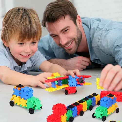 Miniatura 6 de Snapid Building Bricks - Juego de 400 piezas de juguetes de conexión, juego de bloques coloridos fuertes y duraderos con almacenamiento, bloques