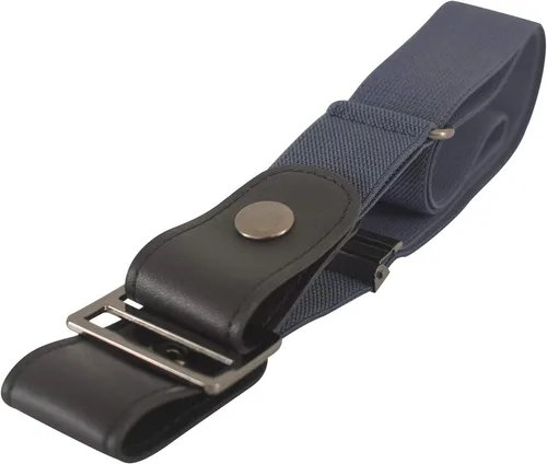 Miniatura 2 de Obeon Cinturón elástico cómodo para mujeres u hombres, sin hebilla, sin abultamiento, cinturón invisible (negro, tamaño libre)