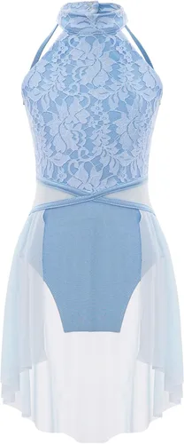 Miniatura 46 de Vestido de ballet lírico para niñas y niñas, sin mangas, encaje floral, leotardo contemporáneo, moderno disfraz de baile