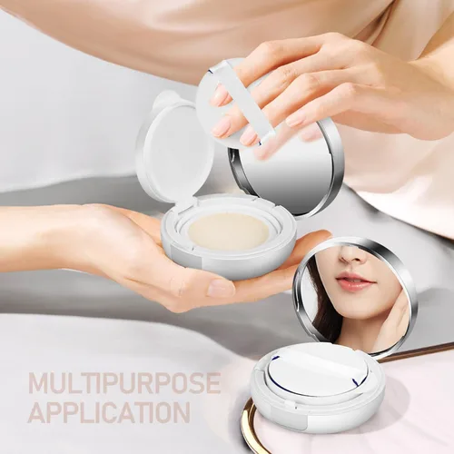 Miniatura 4 de Beaupretty Caja de polvo recargable con hojaldre paquete de 2 contenedores portátiles de polvo sueltos para almacenamiento compacto de maquillaje