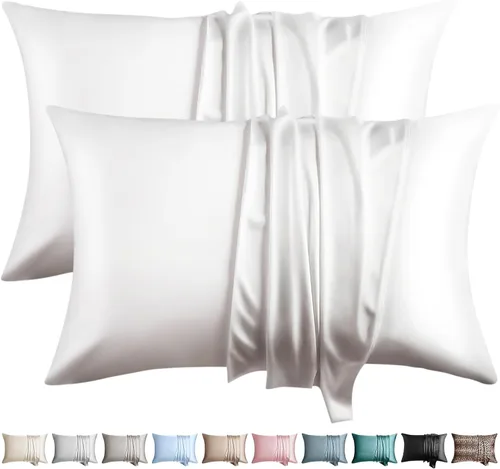 Miniatura 12 de Fundas de almohada de seda 100% 2 unidades, tamaño estándar, seda de morera para cabello y piel, juego de 2, seda de grado superior 6A, suave, Negro
