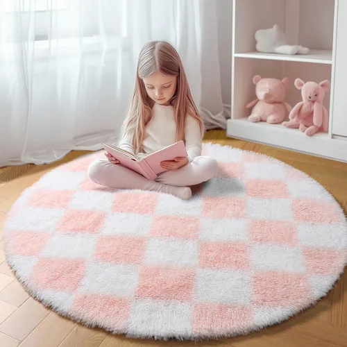 Miniatura 57 de KICMOR - Tapete a cuadros afelpado, peludo, mullido, color beige y blanco crema, pequeño, de 2 x 3 pies, para dormitorio, sala, junto a la cama