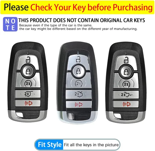 Miniatura 2 de Funda para llavero Ford de TPU suave con llavero de cuero, funda protectora completa compatible con Ford Explorer Mustang Fusion Escape F150 F250