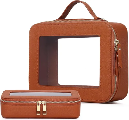 Miniatura 68 de Pinkmik Pequeña bolsa de maquillaje transparente, mini estuche para cosméticos, bolsa de aseo impermeable con cremallera, organizador de bolsos