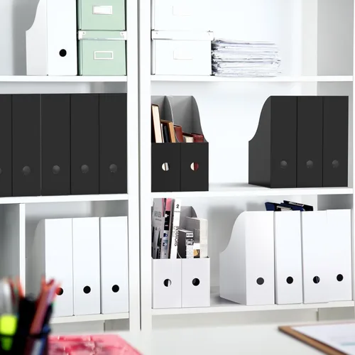 Miniatura 4 de Simple Houseware Paquete de 6 cajas para archivadores de revistas, organizador de cartón plegable, color negro