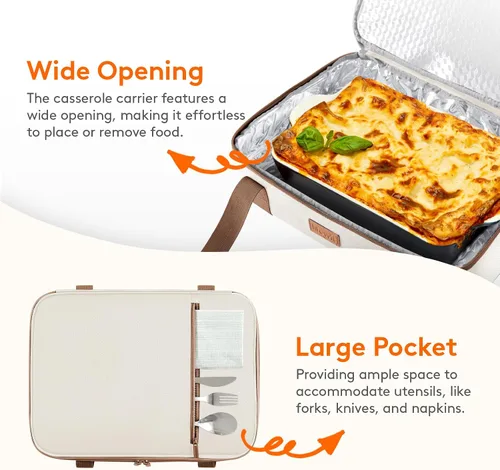 Miniatura 5 de Lifewit - Porta ollas aislada para alimentos calientes o fríos, olla con tapa y estuche de transporte, soporte para lasaña para fiestas de comida