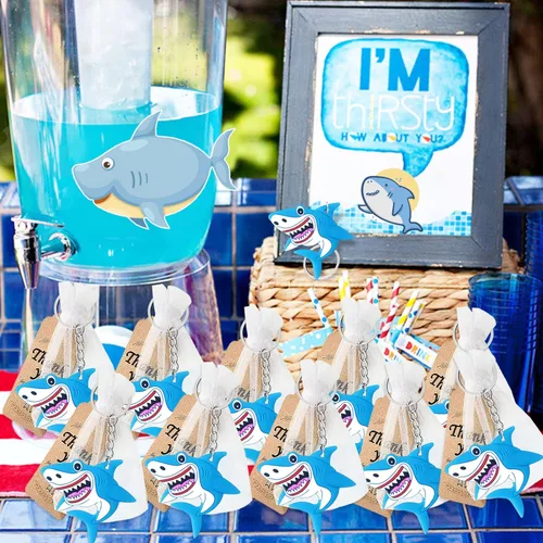 Miniatura 5 de CiciBear Paquete de 24 llaveros de tiburón – Cumpleaños de niños, verano, decoración de fiesta de vacaciones en la playa para invitados y baby