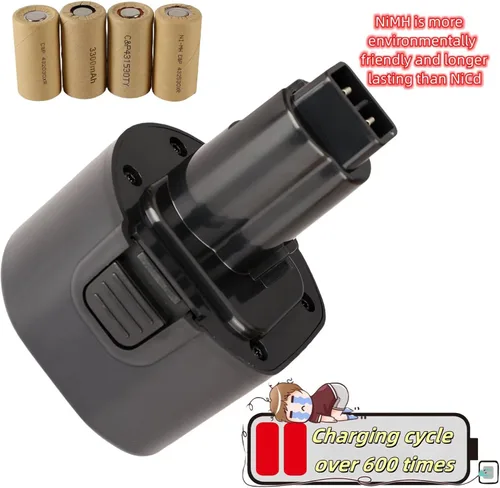 Miniatura 4 de 2 paquetes de 1.5Ah compatibles con batería Dewalt 9.6V NiCad repuesto negro y Decker (etiqueta de capacidad real) DW9062 DW9061 PS120 CD231 DE9036