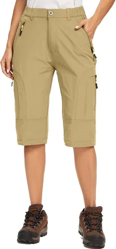 Miniatura 8 de Pantalones deportivos convertibles de senderismo para mujer, elásticos, de secado rápido, ligeros, con cremallera, pantalones para safari, viajes