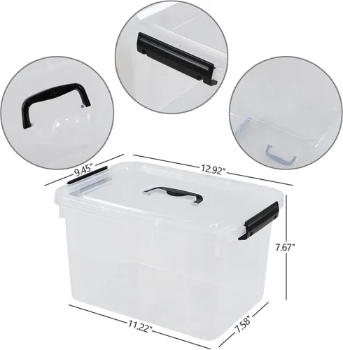 Miniatura 2 de Anbers Caja de almacenamiento de plástico con tapa de 10.5 cuartos de galón con asa, paquete de 4, transparente Contenedor de almacenamiento