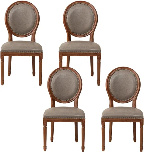 Miniatura 28 de Sillas de comedor de madera para casa de campo, sillas de cocina estilo país francés, silla vintage para sala de estar con respaldo redondo, silla