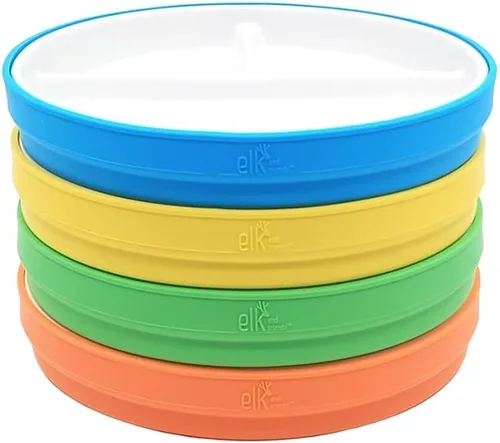 Miniatura 12 de Elk and Friends platos para niños de porcelana divididos de 6.7" con fundas de silicona Adecuados para bebés/niños/niños pequeños Apto