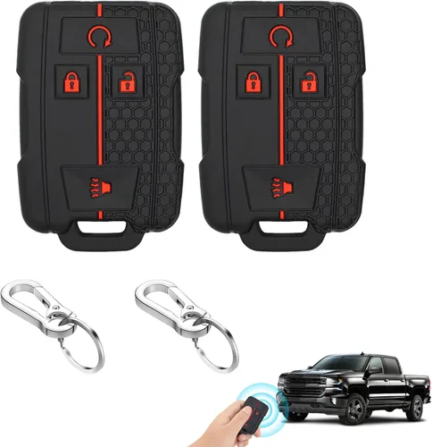 Miniatura 10 de 2 Pcs Silicone 4-Button Smart Key Fob Cover Compatible with 2014-2019 Chevrolet Colorado Silverado Suburban Tahoe and GMC Canyon Sierra Yukon, Car