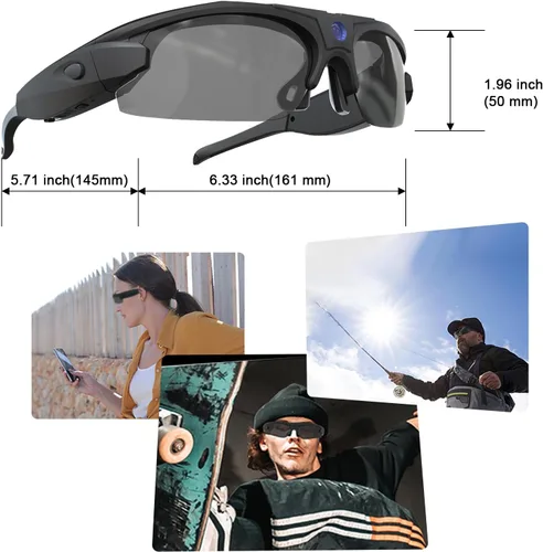 Miniatura 5 de Lentes de sol con cámara WiFi, lentes de video 4K HD 1080P con lente polarizada UV 400 para ciclismo, camping, conducción, viajes