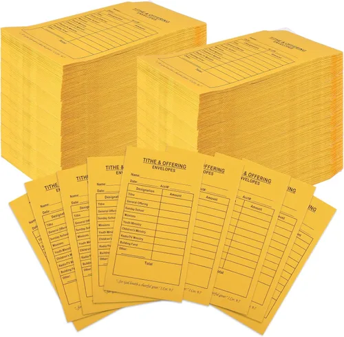 600 sobres de donación de diezmos para la iglesia de 6.5 x 3.5 pulgadas, sobres dorados de papel y sobres de oferta para cheques de diezmo de