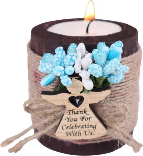 Miniatura 13 de HTF Paquete de 10 Decoraciones Navideñas Portavelas de Madera para Velas de Té, Regalo para Compañero de Trabajo, Feliz Año Nuevo, Velas de Navidad