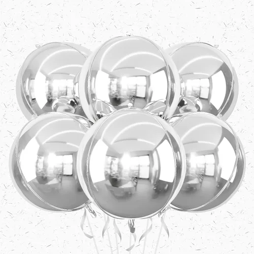 Miniatura 33 de 6 globos redondos negros de aluminio, globos redondos gigantes 4D, globo negro metálico de 22 pulgadas para Año Nuevo, cumpleaños, boda, graduación