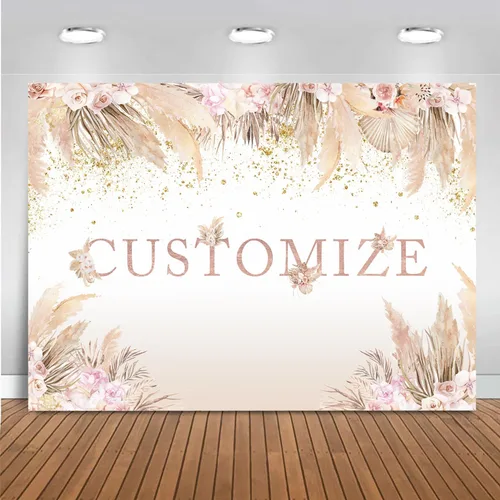 Miniatura 8 de Mocsicka Boho Hola Bebé Telón de Fondo Boho Chic Flores Rosas Baby Shower Fondo Una Dulce Pequeña Niña Está en Camino Decoraciones de Pastel