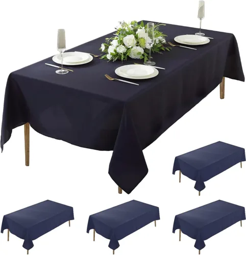 Miniatura 79 de Paquete de 5 Manteles Cuadrados 60 x 60 Pulgadas de Carbón, Mantel de Poliéster Lavable para Uso en Hogar, Fiesta, Boda o Restaurante.