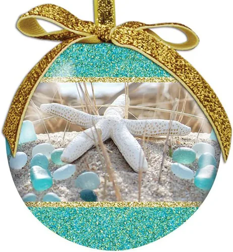 Cape Shore Adorno de bola de Navidad, regalo de cristal de mar para jubilación, amante de la playa, decoración de árbol de vacaciones, colección