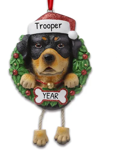 Adornos de Navidad personalizados 2024 por Elves - Corona Rottweiler para amantes de los perros, regalos personalizados para la primera Navidad