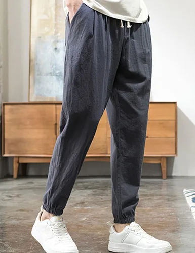 Miniatura 4 de Zontroldy Pantalones de algodón y lino para yoga, golf, playa, jogger, sudor, descanso, harem, pantalones