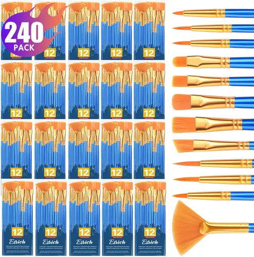 Miniatura 8 de ESRICH Juego de pinceles de pintura, 30 unidades/360 piezas de pelo de nailon con punta redonda para acrílico, acuarela, óleo y pintura
