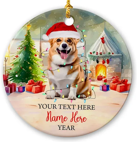 Miniatura 31 de Adorno de cerámica de Alaska Malamute de Feliz Navidad, decoración personalizada de Papá Noel, perro de Alaska Malamute nombre de perro, decoración