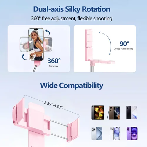 Miniatura 5 de yAyusi Palo selfie mini extensible para iPhone, palo selfie portátil de bolsillo con control remoto, palo selfie compacto para teléfono con soporte