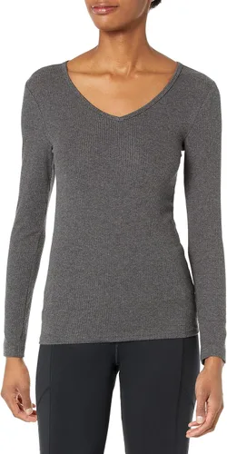 Miniatura 2 de Tienda Essentials Cuello en V de punto acanalado de manga larga ajustada para mujer, paquete de 2