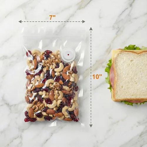 Miniatura 2 de ZKIRON Bolsas selladoras al vacío reutilizables para alimentos, paquete de 20 – Bolsas pequeñas de almacenamiento de alimentos, sin BPA, doble