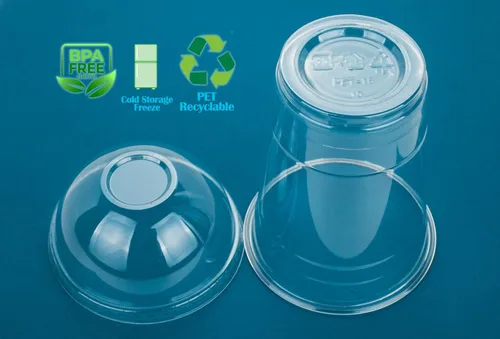 Miniatura 3 de Golden Apple, 16 onzas - 50 juegos de vasos de plástico transparentes con tapas de cúpula sin agujero..