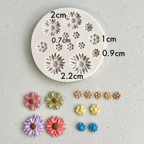 Miniatura 2 de KEOKER Moldes de arcilla polimérica de flores, moldes de arcilla en miniatura de margaritas para hacer joyas, decoración de aretes (flor pequeña)
